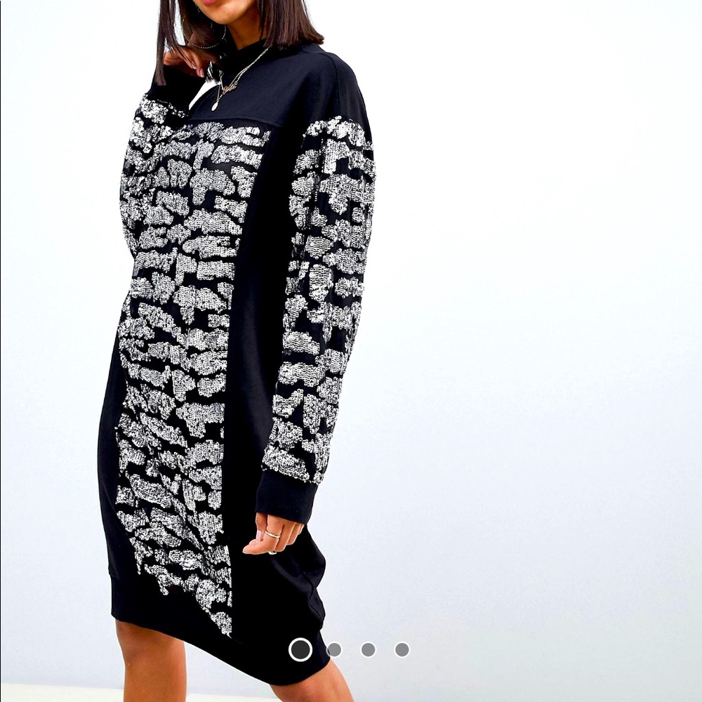 Sequin animal oversized sweat dress